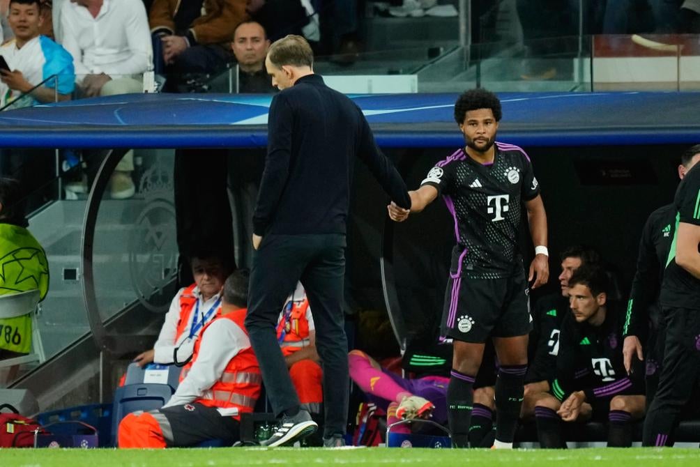 Thomas Tuchel con Serge Gnabry en el Bernabéu