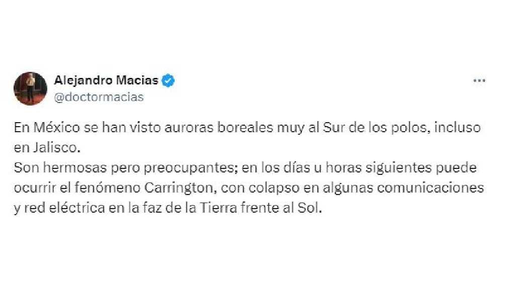 El Dr. Macías advirtió de los daños que podría provocar este fenómeno natural. 