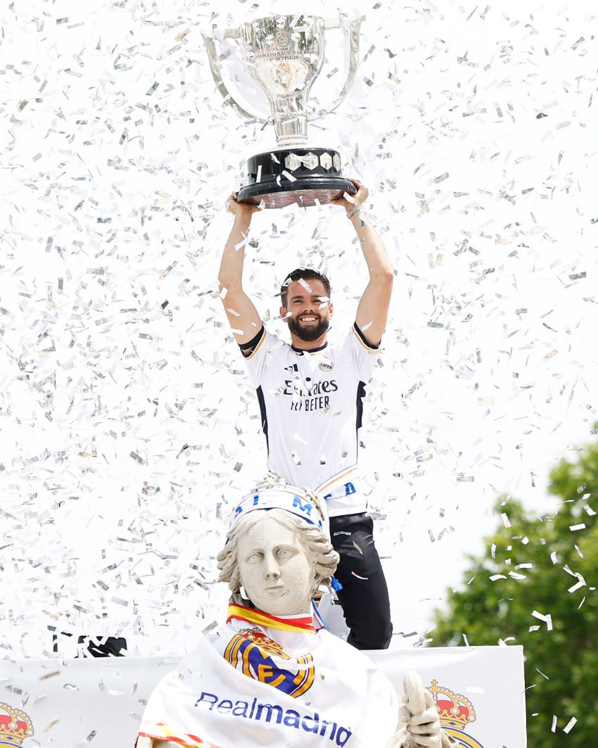 Nacho celebrando el título del Real Madrid