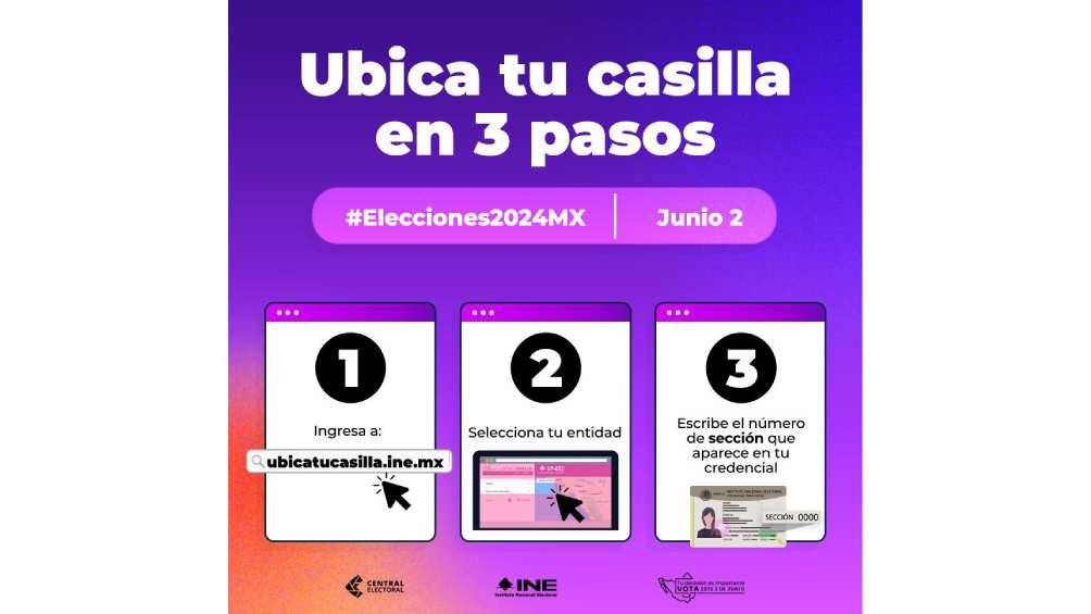 Siguiendo tres fáciles pasos podrás ubicar tu casilla para votar. 