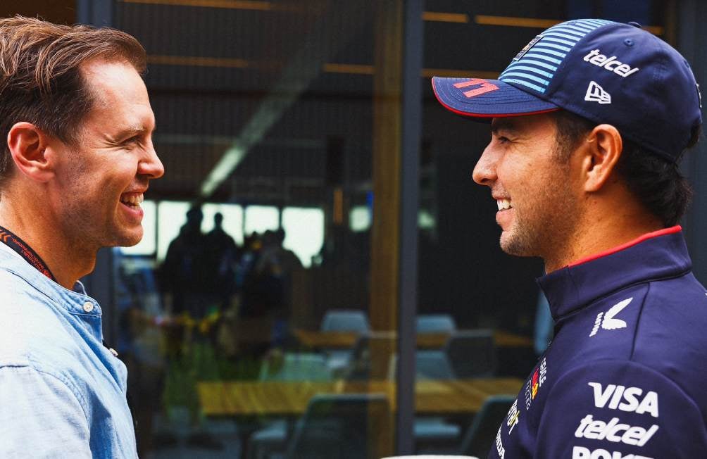 Checo con Sebastian Vettel en Imola 