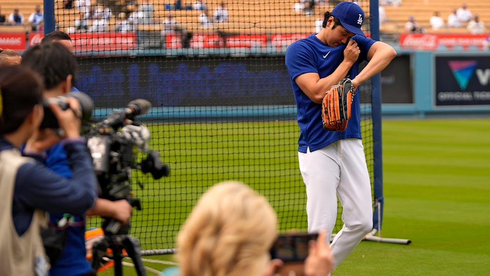 Tras el homenaje, 'ShoTime' volvió a las prácticas de los Dodgers