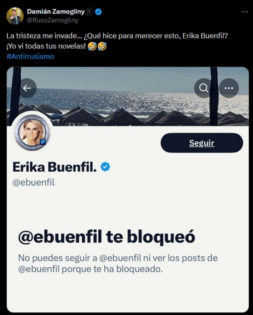 Ruso es bloqueado por Erika Buenfil