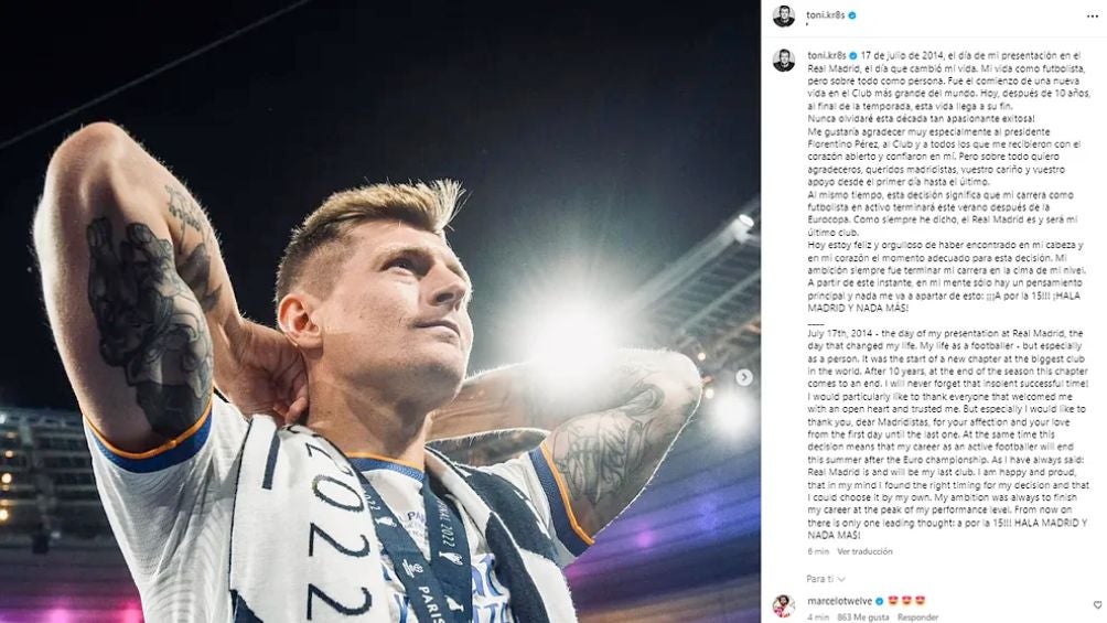 Toni Kroos publicó esta carta para despedirse