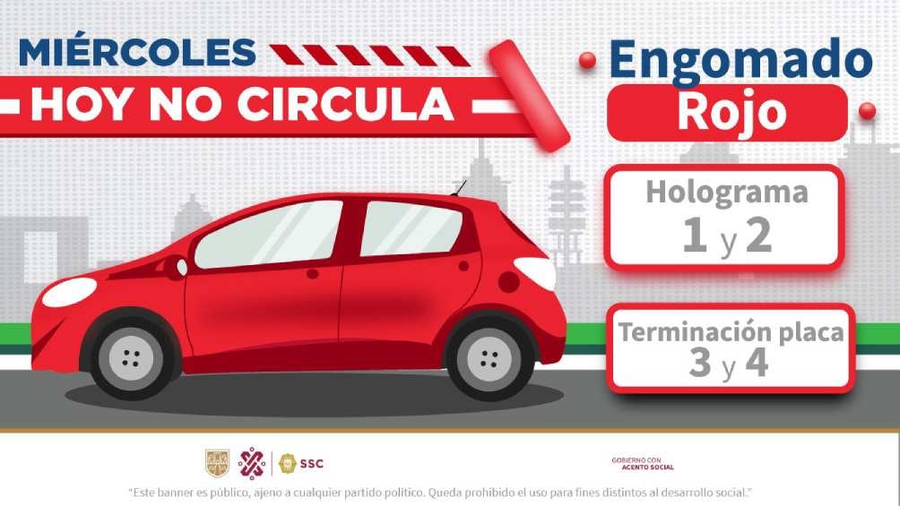 Este miércoles no circulan los autos con holograma 1 y 2, terminación de placas 3 y 4. 