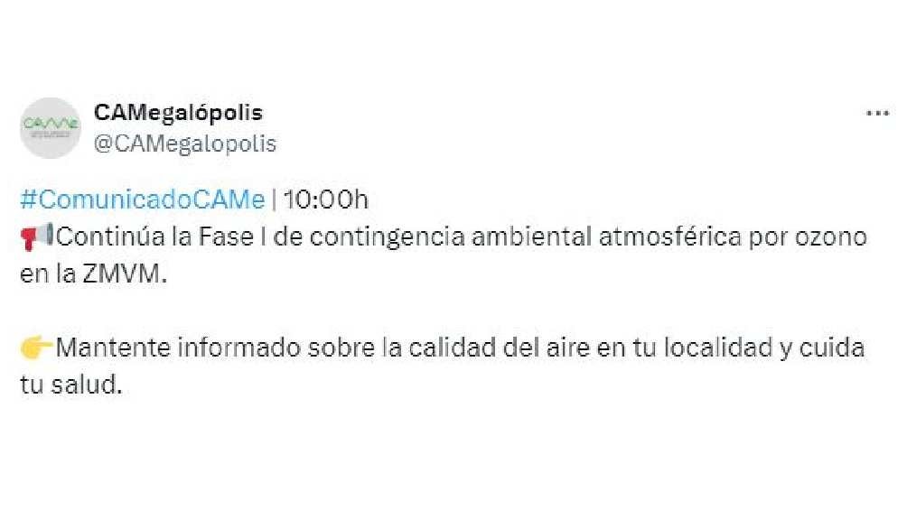 La CAMe informó que la calidad del aire no mejora en la Ciudad de México. 