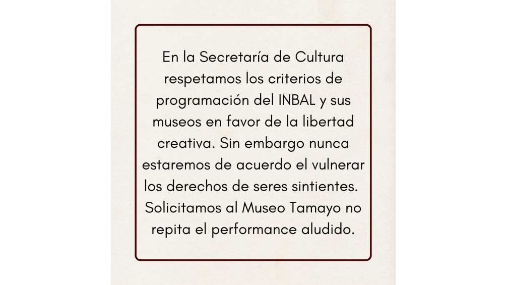 La Secretaría de Cultura solicitó al Museo Tamayo que ya no repita el acto con los perros. 