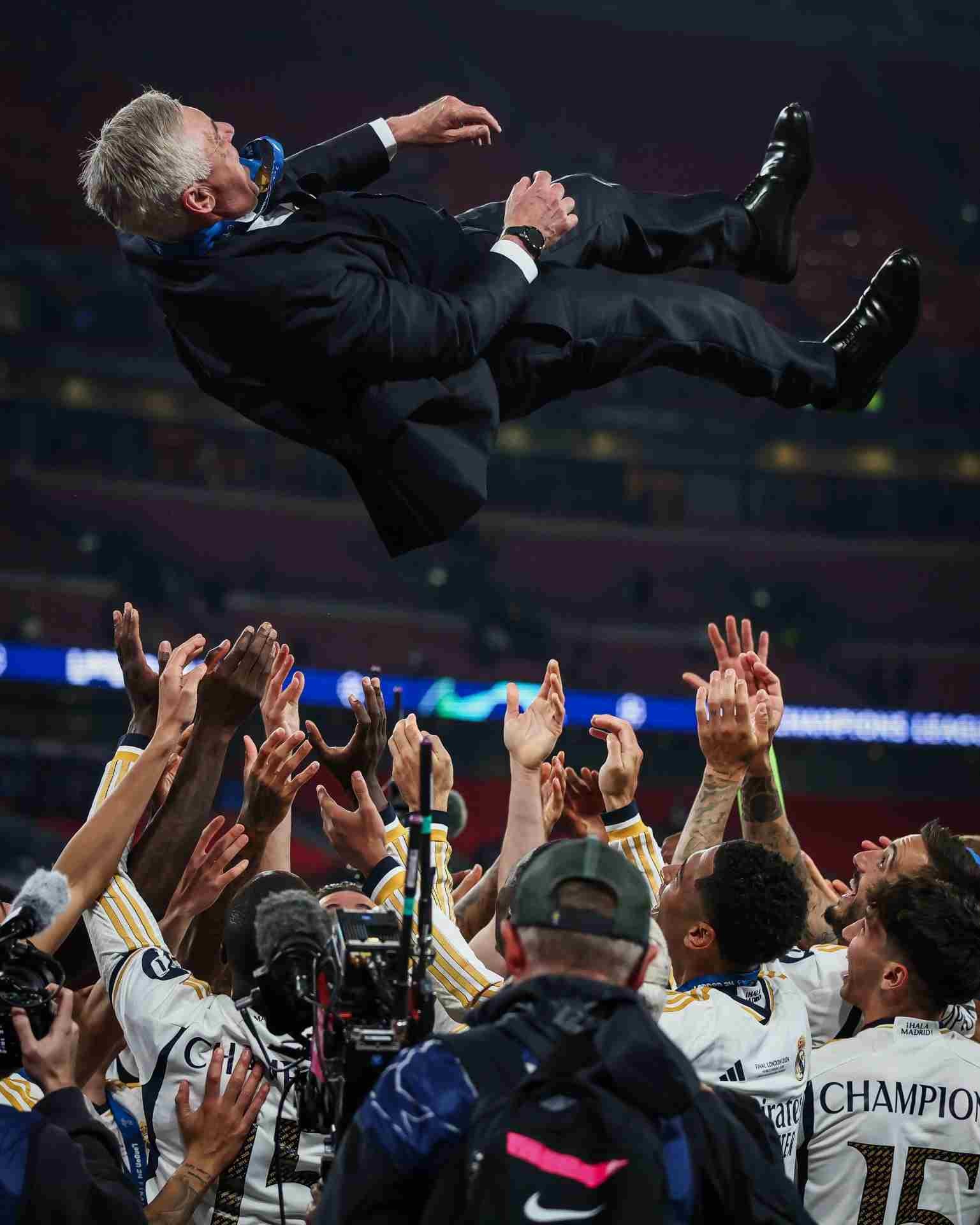 Ancelotti en el festejo con el Madrid