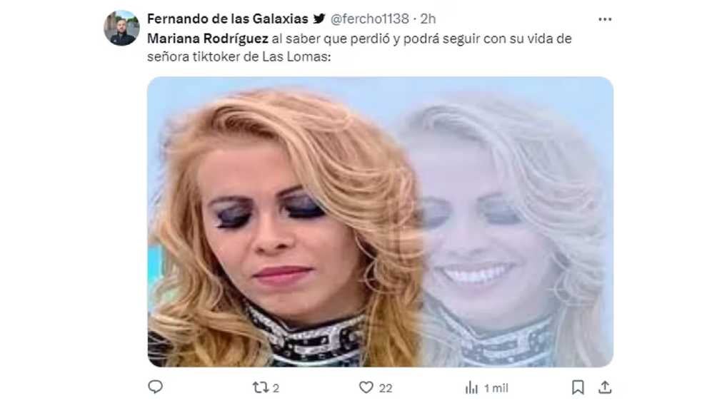 Los memes por la nula tristeza de Mariana Rodríguez tras perder no faltaron. 