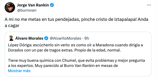 La reacción de Van Rankin tras el comentario de Álvaro