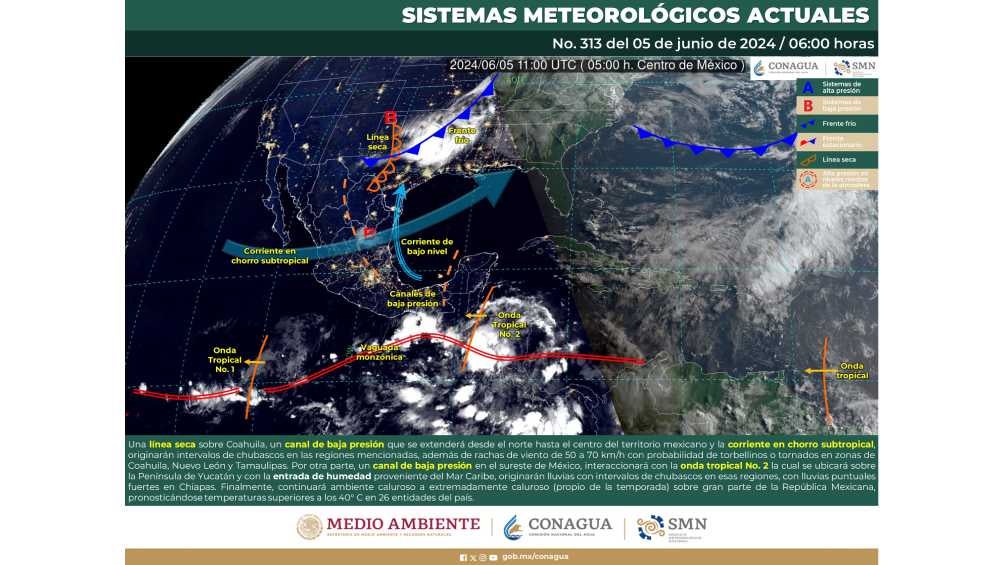 Una onda tropical traerá consigo precipitaciones y fuertes vientos en el país. 