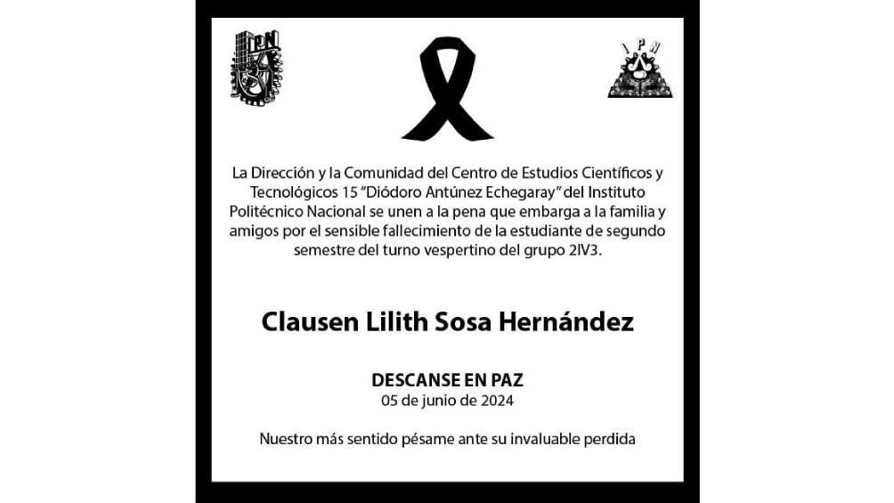 Las autoridades del IPN lamentaron la muerte de la estudiante. 