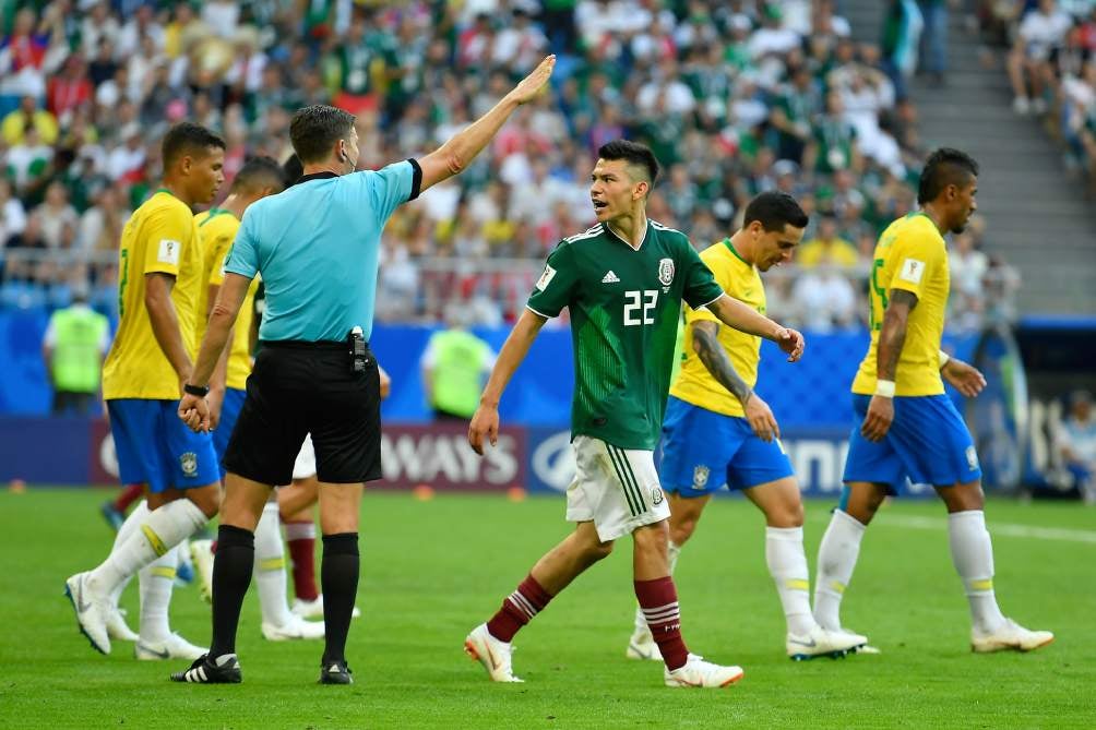 Chucky Lozano en el encuentro ante Brasil en 2018