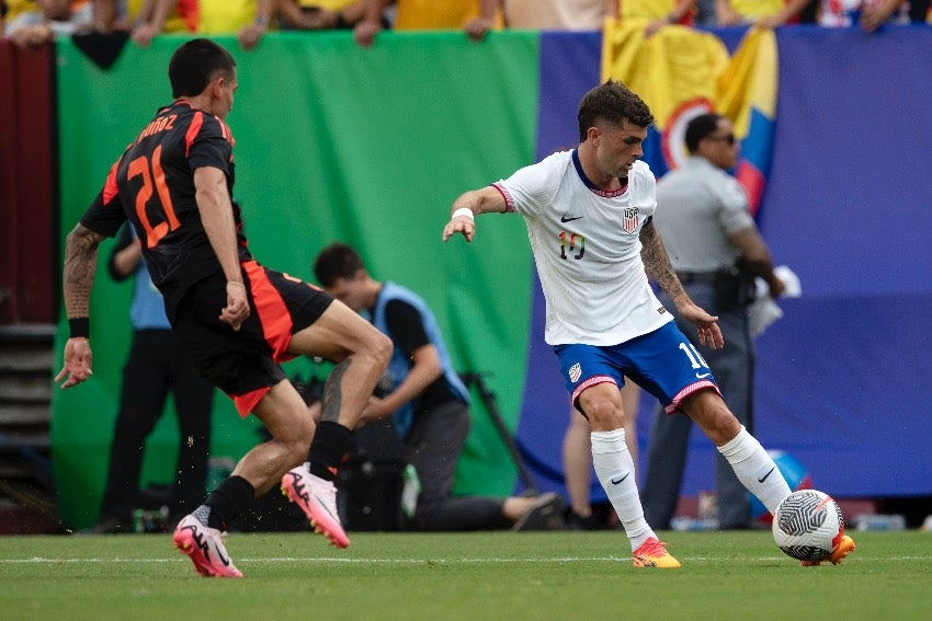 Pulisic en el partido de Estados Unidos vs Colombia