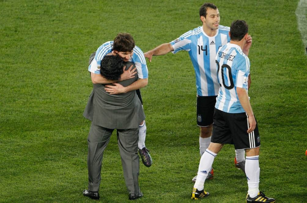 Messi y Maradona en Sudáfrica 2010