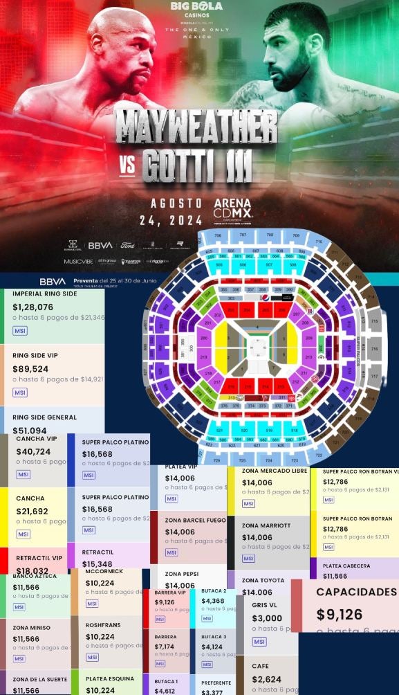 Precios de la pelea de Mayweather