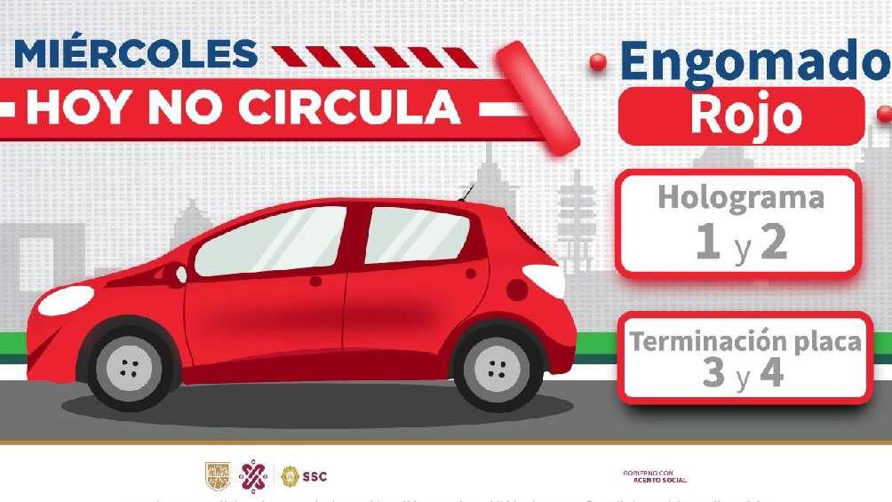 Los autos de engomado rojo y terminación de placas 3 y 4 descansan este miércoles. 