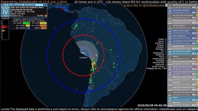 El terremoto empezó a las 00:36 horas de este viernes.