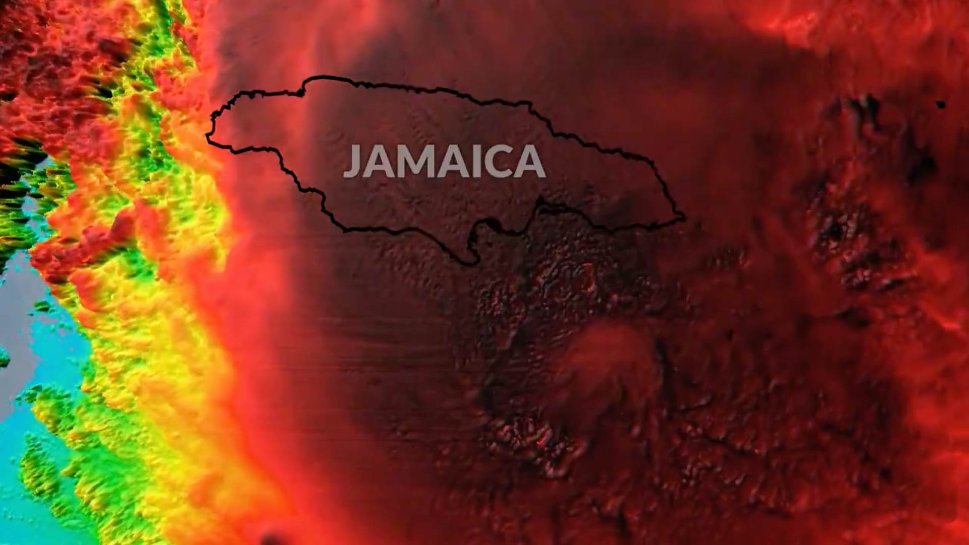 Así era la toma satelital del huracán al pasar por Jamaica.