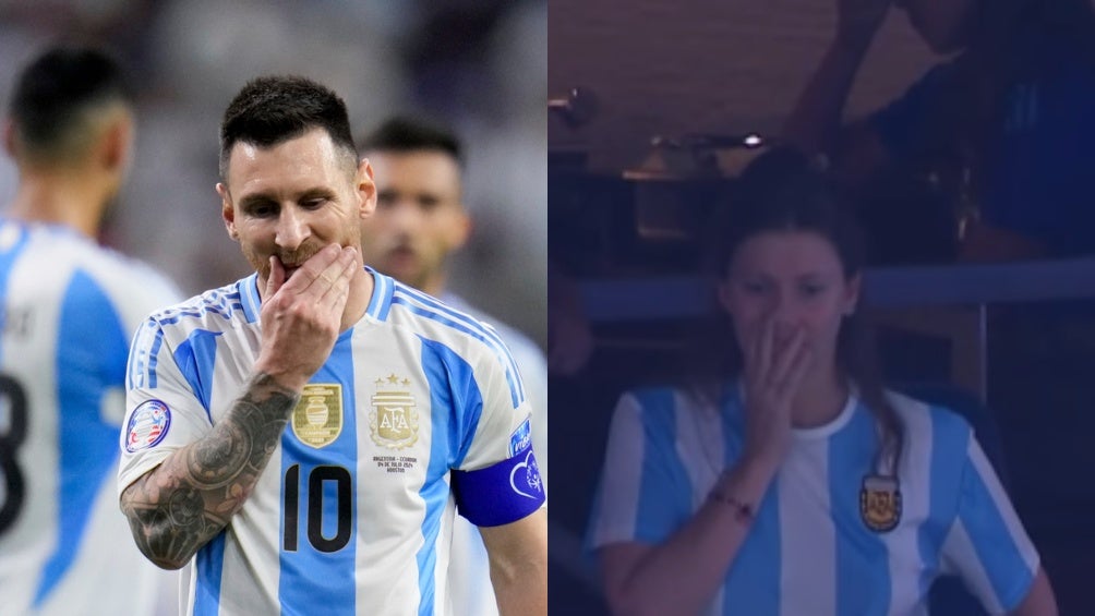 Reacción de Messi y Antonella