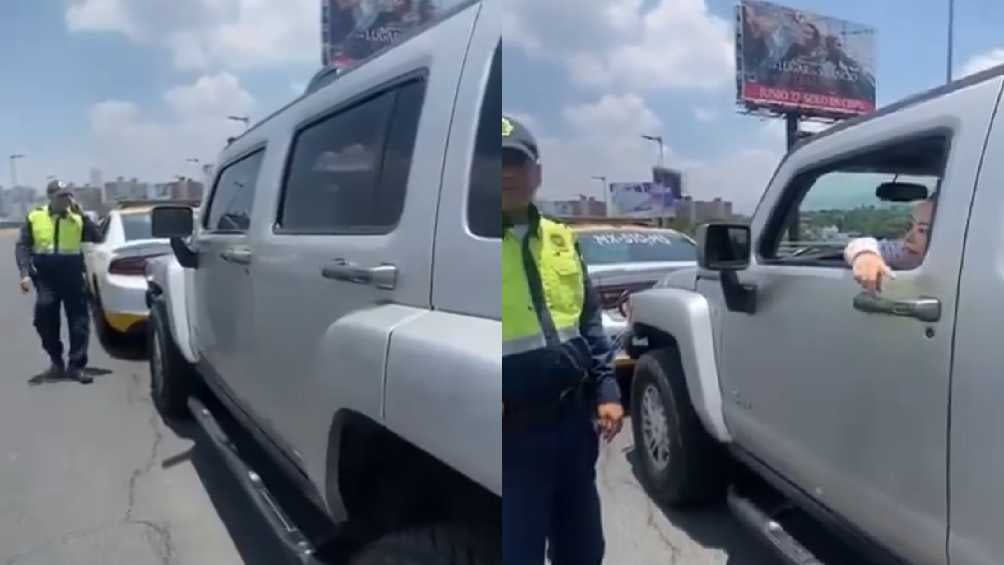 Al final llegó un policía de tránsito para mediar la situación. 