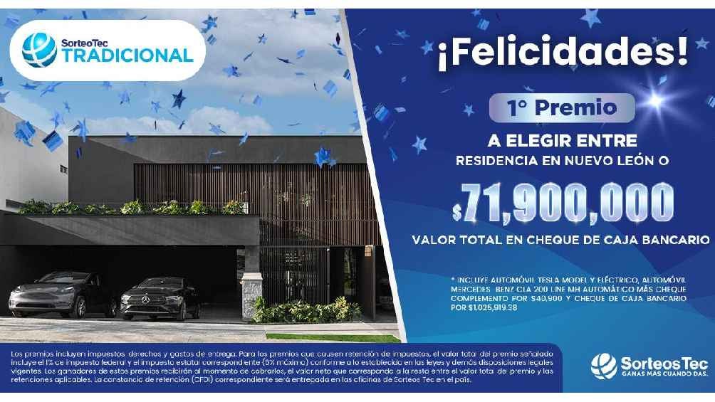 El Sorteo Tec ofreció a su ganadora recibir la casa o una cantidad de dinero equivalente. 