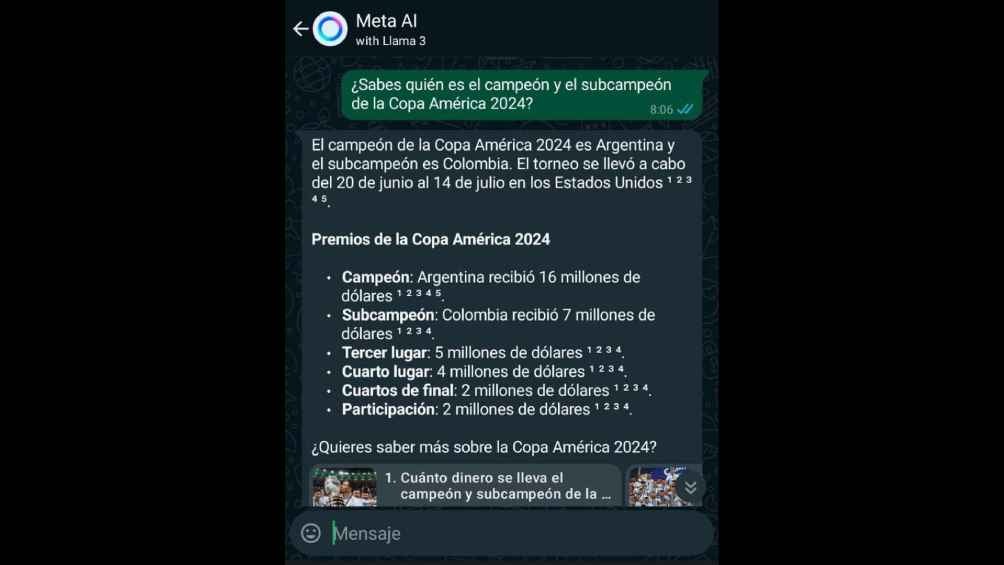 Meta AI ter dará respuesta a cualquier pregunta que le hagas. 