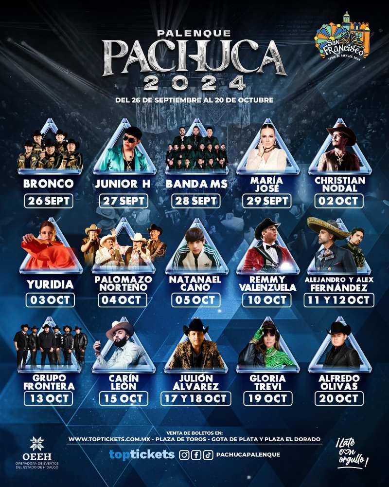 Aquí el cartel completo del Palenque Pachuca 2024.