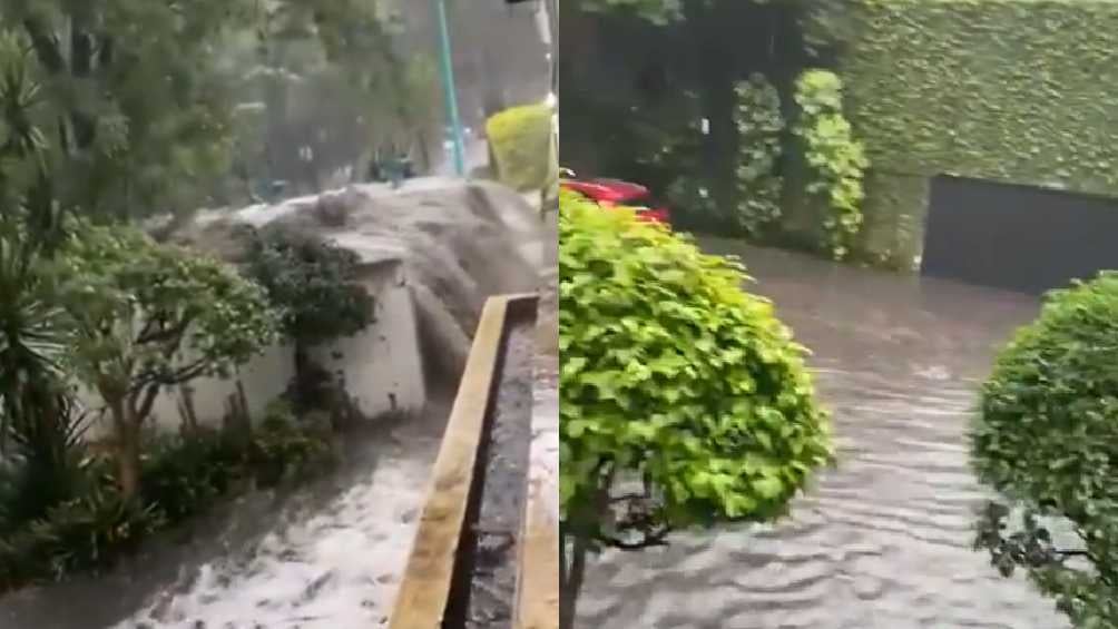 Las calles de San Ángel se volvieron río por el agua del drenaje. 