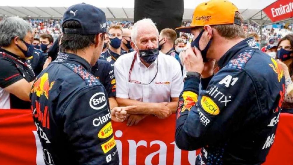 Verstappen, Pérez y Helmut Marko