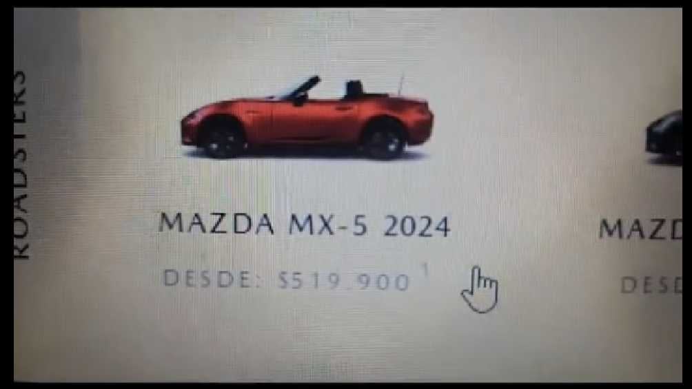 En la página de Mazda el auto MX-5 tiene un costo de 519 pesos con 90 centavos. 