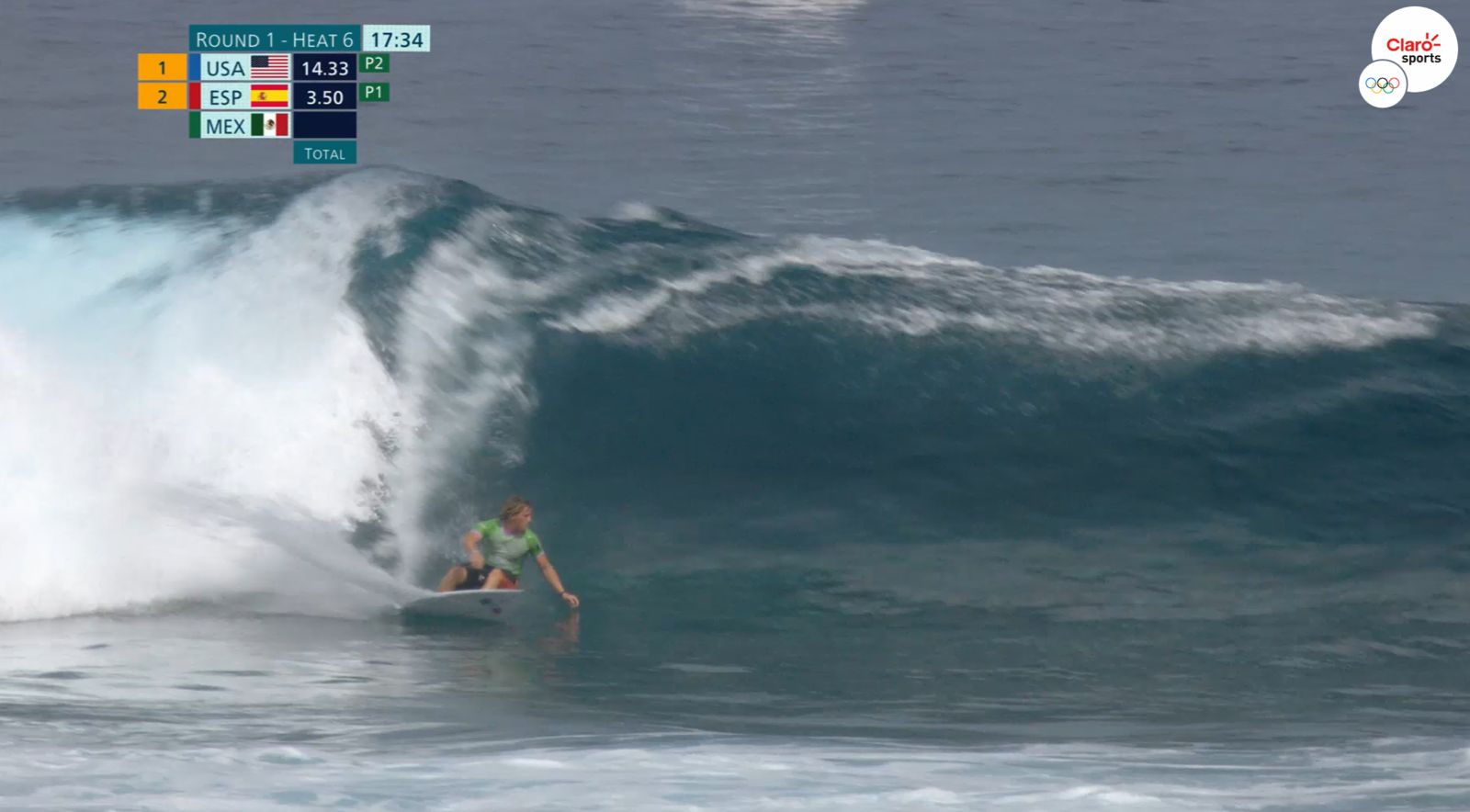 Alan Cleland Jr. en el debut de la disciplina de surf