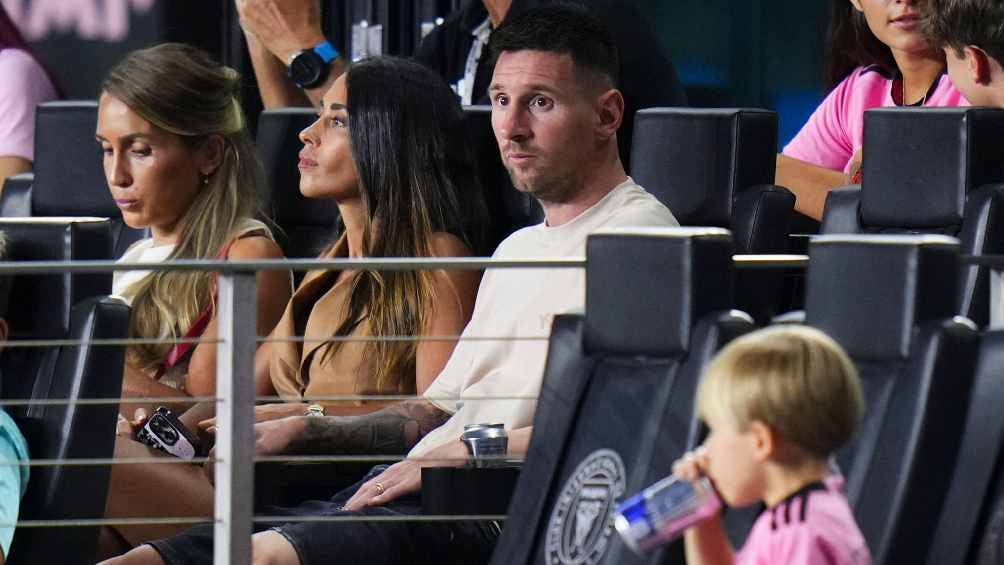 Lionel Messi presente en el partido de Leagues Cup entre Puebla e Inter Miami