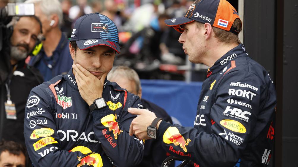 Checo Pérez y Max Verstappen, en el Gran Premio de Bélgica