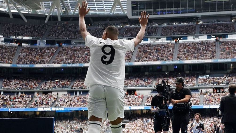 Mbappé en su presentación con el Real Madrid