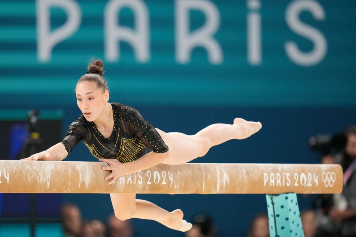 Fue en la viga de equilibrio que la argelina casi se cae