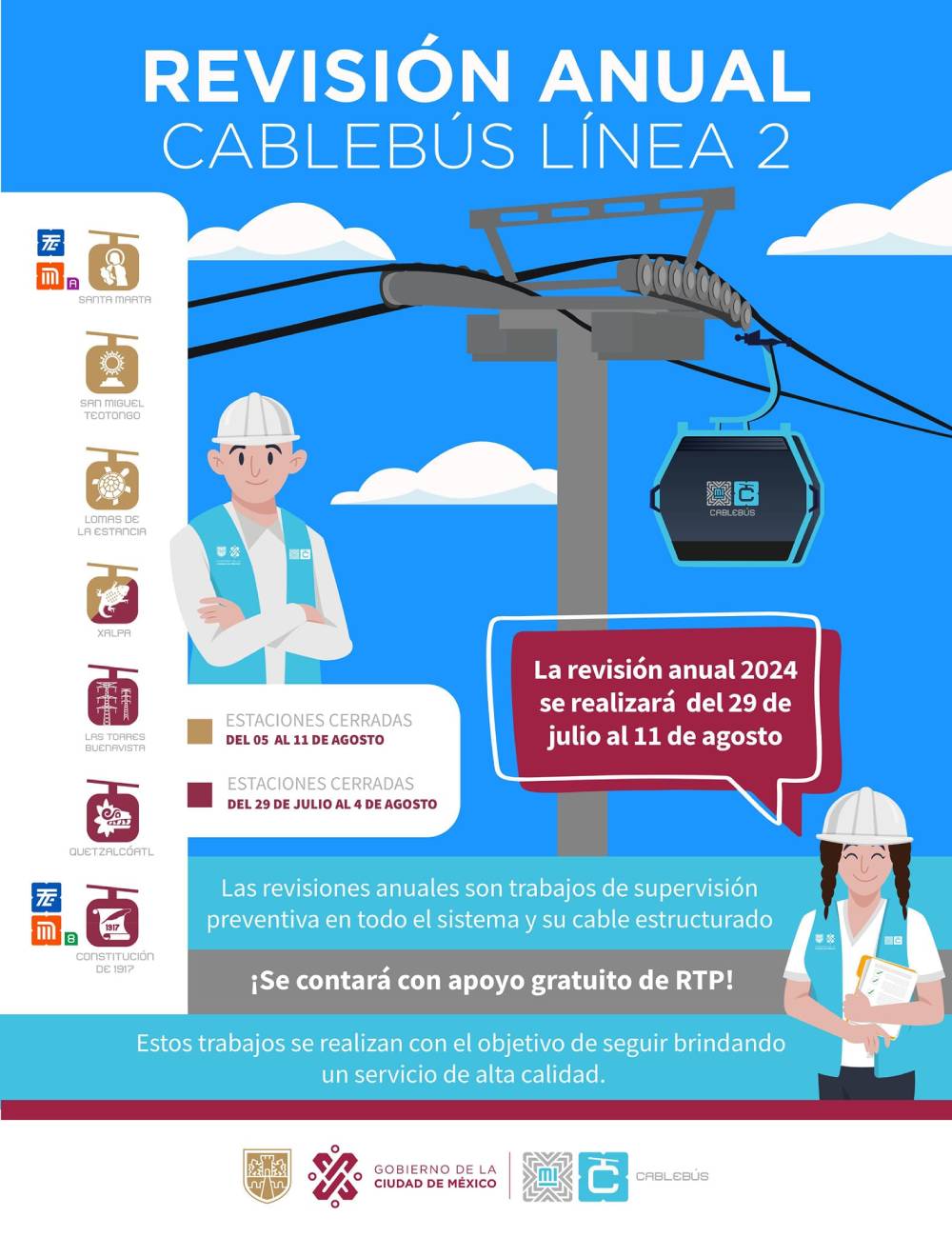 La reapertura completa de la Línea 2 abrirá el domingo 11 de agosto.