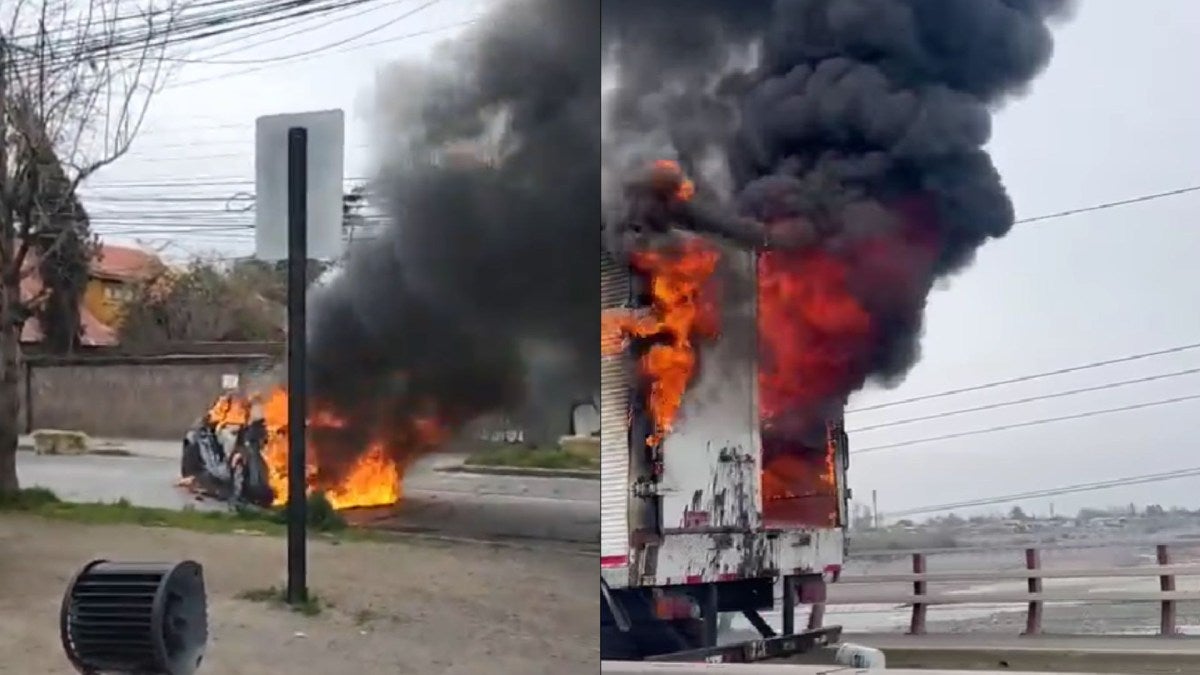 Varios autos y camiones fueron incendiados por los delincuentes.