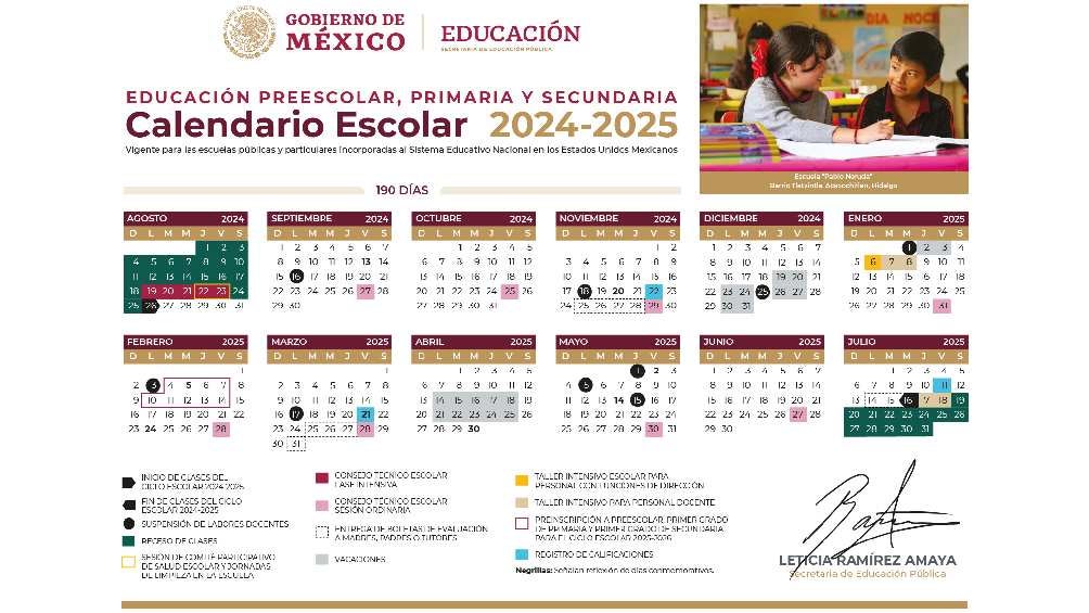 Serán un total de 190 días de clases para los estudiantes de educación básica. 