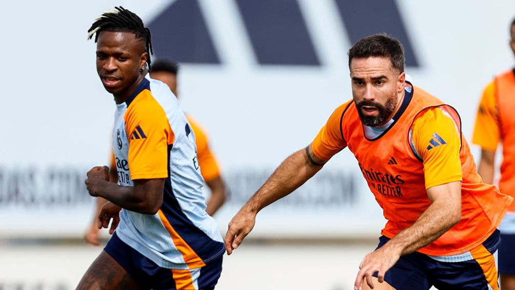 Vini y Carvajal durante un entrenamiento