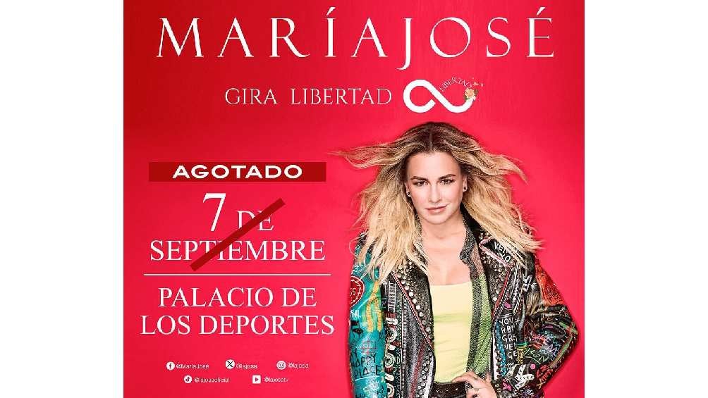 María José deleitará a sus fans con varios de sus éxitos en el Palacio de los Deportes. 