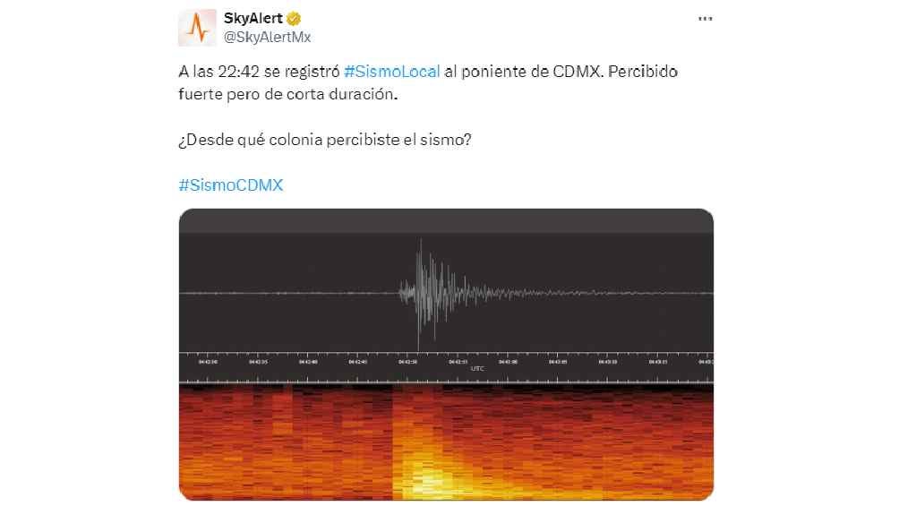 SkyAlert México confirmó que sí hubo un movimiento telúrico. 