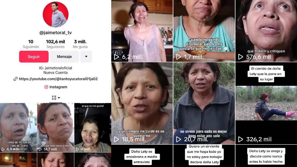 En el TikTok de Jaime Toral hay puros videos de Doña Lety. 