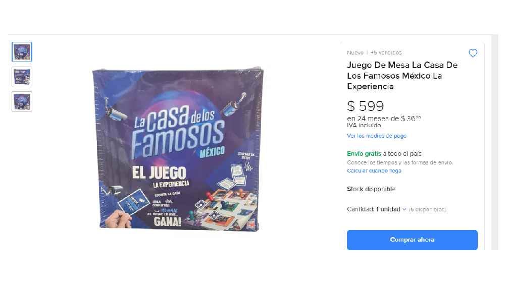 El costo del juego de mesa va de los 300 hasta los 600 pesos. 