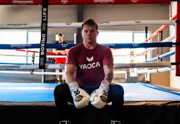 Canelo en un entrenamiento