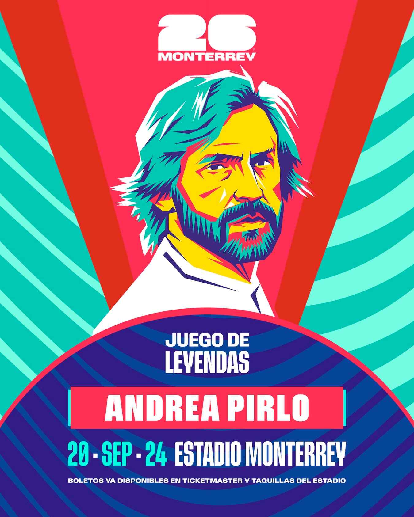 Pirlo jugará en Monterrey para un partido amistoso