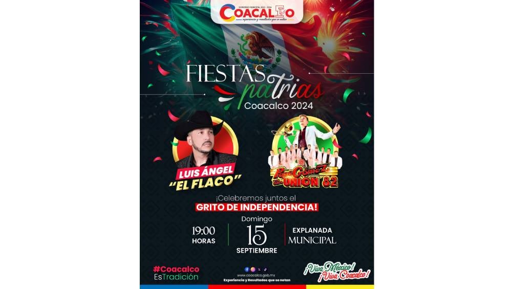 Los artistas que se presentarán en el municipio de Coacalco Luis Ángel "El Flaco"