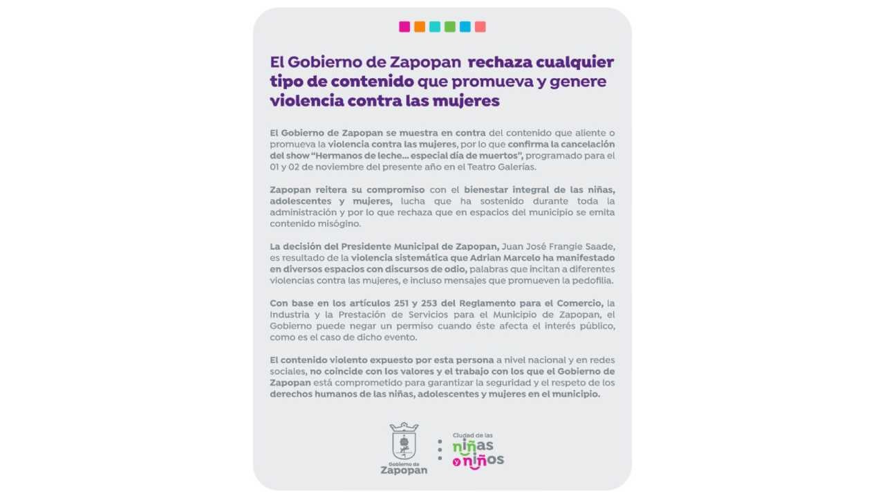 El Gobierno de Zapopan anunció su decisión mediante un comunicado. 