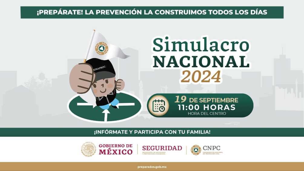 El Simulacro Nacional será el próximo 19 de septiembre a las 11:00 AM. 