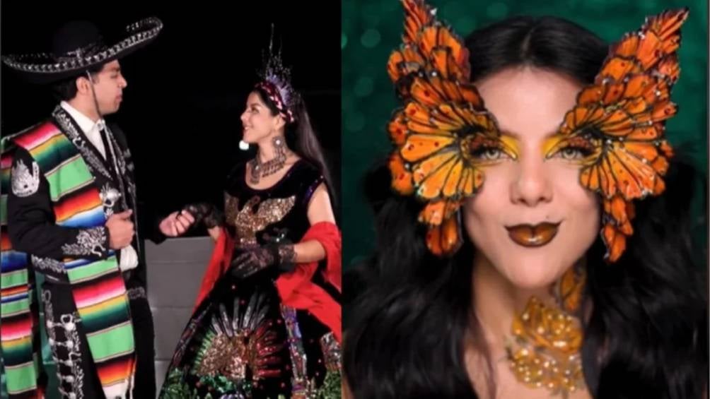 En su reciente tendencia, la influencer resalta la mariposa monarca, símbolo representativo de México.